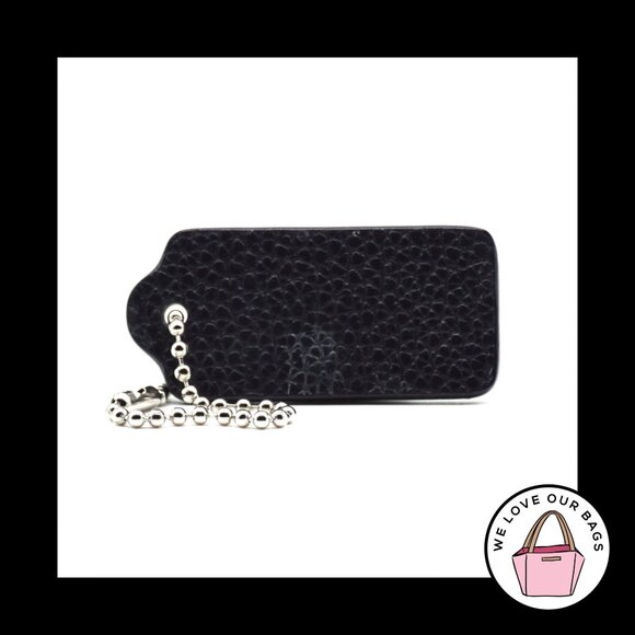 2" COACH NEW YORK Blue & Black Pebbled Leather Fob Bag Charm Keychain Hang Tag - Picture 2 of 2